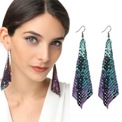 China TRENDY 2023 wholesale new design of punk style of bohemia sequin tassel earrings for women jewelry long shining earrings for party for sale