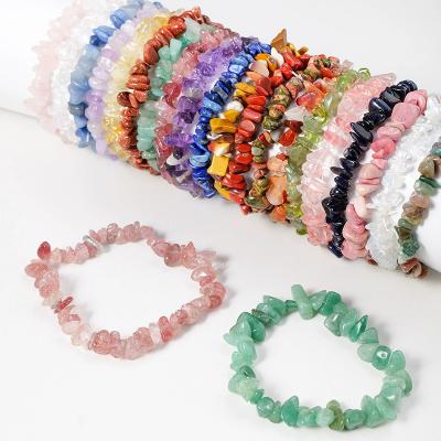 China TRENDY High Quality Wholesale Cheap Crystal Bracelet Natural Chipped Stones Bracelet Natural Watermelon Chalcedony Bracelet for sale