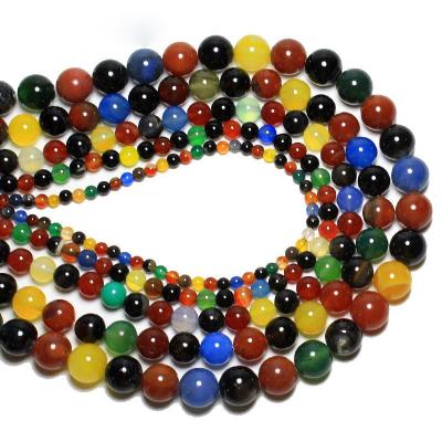 China DIY Jewelry Making Wholesale Natural Rainbow Agate Beads Round SemiPrecious Gemstone Loose Beads For Jewelry Making for sale