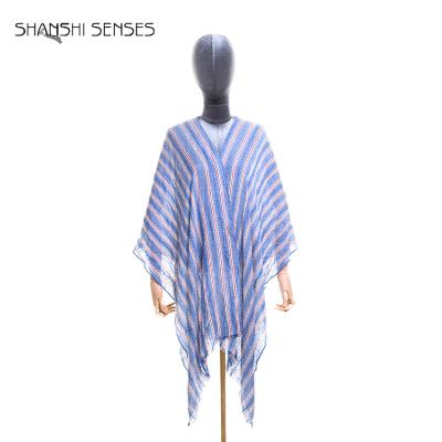 China Premium 91% Rayon 9% Polyester Rayon Striped Poncho Shawl Chinese Summer Printed Scarf for sale