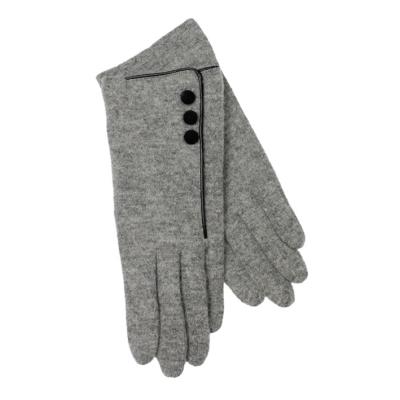 China Anti-heat winter women's wool fashion gray glove with 3 buttons for sale