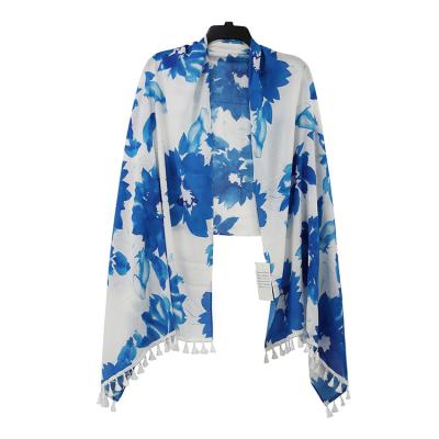 China 100%polyester lady's polyester floral custom jacquard printed scarf for sale