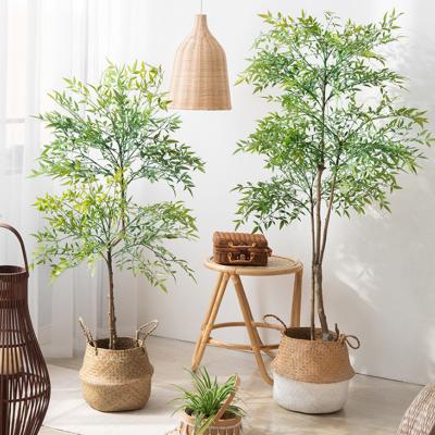 China Nandina Bamboo Tree Artificial Potted Bonsai Trees Common Evergreen Greenery Plant Eco-Friendly Bonsai Tree For Hotel Home Decor for sale