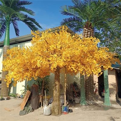 China Tall Minimalist Fiberglass Tree Artificial Ginkgo Tree for sale