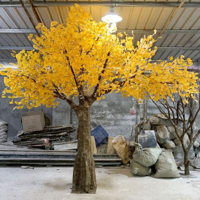 China Large Fake Hotel Minimalist Decoration Yellow Ginkgo Tree for sale