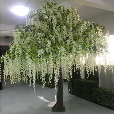 China Large Hotel Minimalist Handmade Decoration Flowers White Wisteria Tree Hanging Purple Wisteria Tree Arch for sale