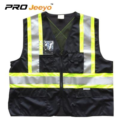 China 100% Polyester Zipper Black High Visibility Reflective Mesh Vest Manufacturer for sale