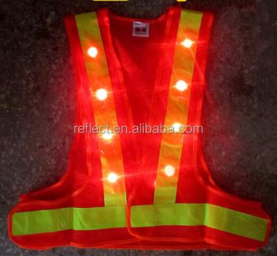 China Safety Vest Red Mesh Visibility Safety Vest Top Led Light Reflective Vest S-5XL Or Customized Size for sale