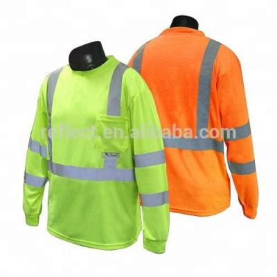 China Anti-wrinkle High Visibility Polyester Man Safety Reflective Fluorescent T-shirt for sale