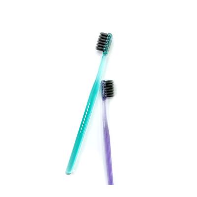 China Transparent PETG Toothbrush Handle Black Bristle Toothbrush Home Use Couples Toothbrush for sale