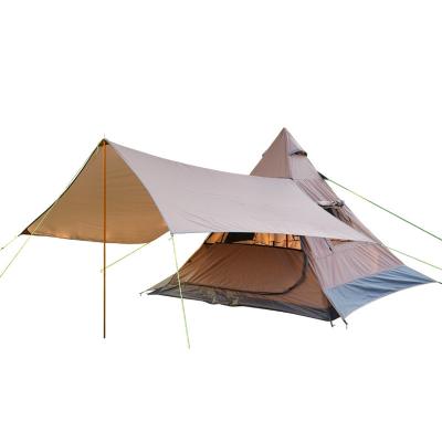 China Diagonal Tying Type Waterproof And UV Resistant Camping Pyramid Folding Curtain Camping Tent In Outdoor Indian Tent 3-4 People for sale