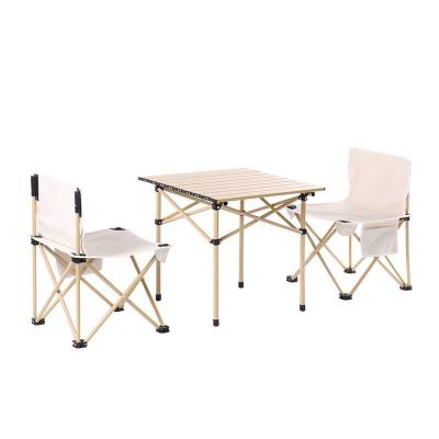 China Contemporary Waterproof Aluminum Alloy Material Outdoor Portable Garden Folding Table And Chair Set for sale