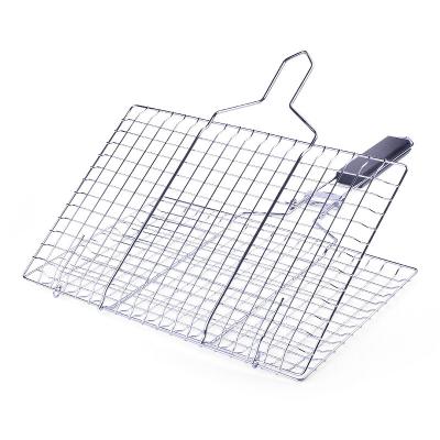 China BBQ Multifunctional Stainless Steel Grill Clamp Folding Grill Net Square Upgraded BBQ Grill Net BBQ-01 for sale