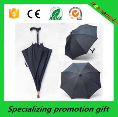 China Black Big Pongee / Nylon Custom Printed Umbrellas / Crutch Umbrella for sale