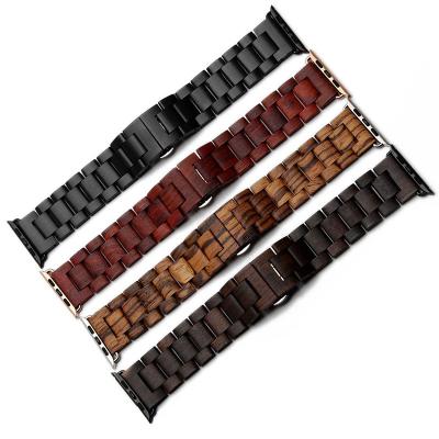 China Fashion\Dress Luxury Popular Wooden band for Apple watch band black sandalwood watch strap butterfly buckle accept customized for sale