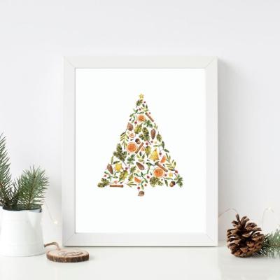 China Modern Merry Christmas Canvas Print Christmas Elements Tree Prints Wall Art Canvas Gift for Christmas Decoration Items for sale