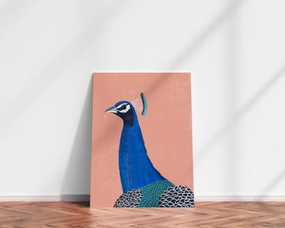 China Abstract Peacock Print Boho Wall Art Canvas Oil Painting Decor Farm Animal Prints For Living Room Decoration for sale