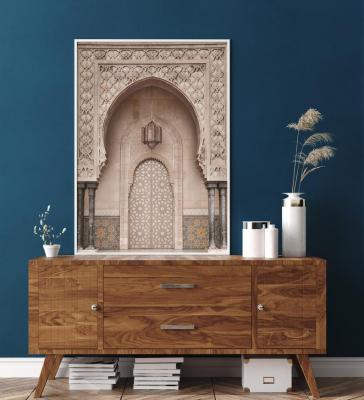 China Modern Moroccan Door Prints Arabic Decorative Architecture Building Wall Art Canvas Painting for sale