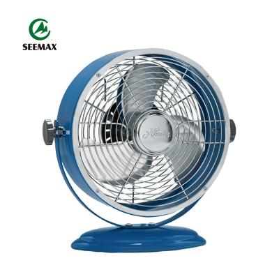 China Handle On Home Rear 2 Speeds 3 Blade Aluminum Industrial Style Multi Color Oscillating Metal Mini Desk Fan for sale