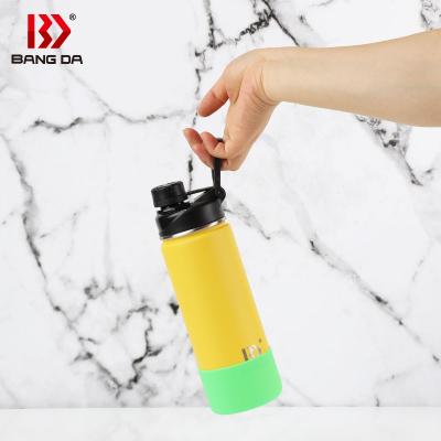 China Sustainable Powder Coated Double Wall Stainless Steel Drinking Bottle Eco - Friendly With Straw for sale