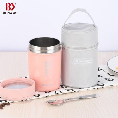 China Freshness Preservation With Spoon Triple Wall Insulated Stainless Steel Food Thermos Lunch Box Thermal Container for sale