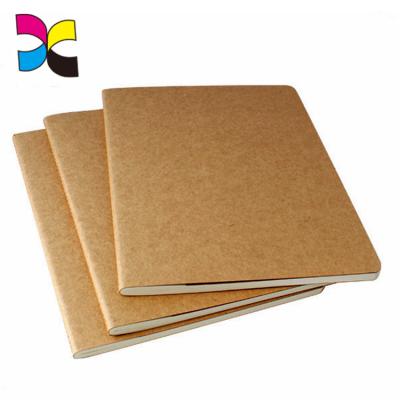 China Hardcover Recycling Softcover Brown Blank Kraft Paper Notebook With No Spiral for sale