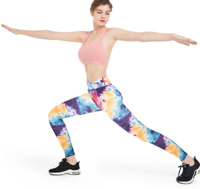 China High Amazon Breathable Hot Sale Waist Tie Dye Gym Clothing Yoga Pants Plus Size Patterned Gym Gaiters for sale