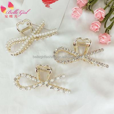 China Wholesale Hot Selling Insti Fashion Hair Accessories BELLEGIRL Hair Accessories Sparkle Sew On Rhinestone Claw Arrangement Crystals Beaded Claw Clip for sale