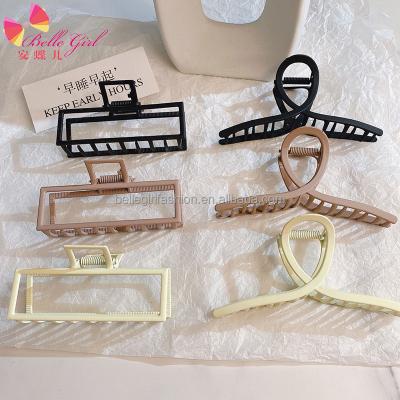 China Fashion BELLEGIRL Korean Central Statistical Institute 2021 new style wholesale hot women's hair claw girls simple design cross rectangular metal claw hair clips for sale