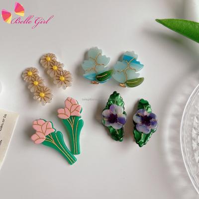 China Custom Personalized Funny Hair Clips Acetate Daisy Flower Hair Accessories BELLEGIRL 2022 Retro Beautiful Hair Ornament Women Hot Girls Accessories for sale