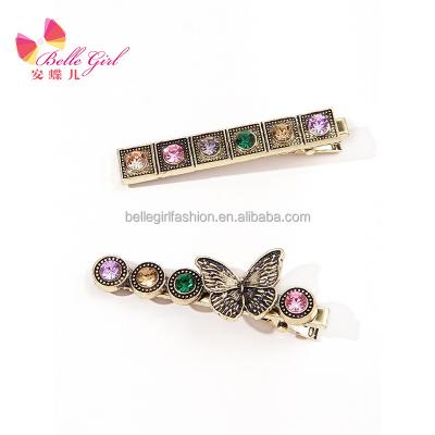 China BELLEGIRL Vintage CIA Platypus Platypus Crystal Metal Butterfly Hair Clip Korean Fashionable Classic Pearl Glitter Square Hairpins For Hair for sale