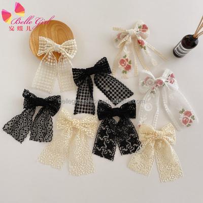 China BELLEGIRL hair accessories Japan 2022 and new design hairpins hair accessories Korean French style girl elegant bow embroidery hair clip women for sale