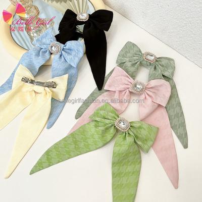 China 2022 New Design Hair Accessories BELLEGIRL 2022 New Design Bow Tie Metal Spring Crystal Hair Clips Women Korean Girls Clear Color Hair Clips for sale