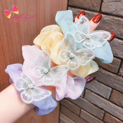 China Custom Logo Insti Card Cute Butterfly Chiffon Headband Hair Wrapping Hair Ties BELLEGIRL Hair Accessories Custom Design New Elastic Band for sale