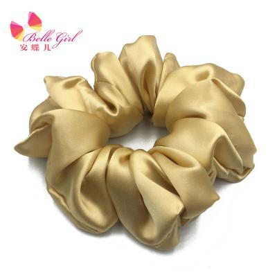 China 2022 Hair Scrunchies BELLEGIRL New Arrival Color Custom Logo Hair Scrunchies Mulberry 100% Silk Edge 6cm Silk Hair Bundles Simple Wide Band for sale