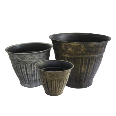 China Eco - Friendly Vintage Outdoor Indoor Round Shaped Plastic Flower Pot Planter for sale