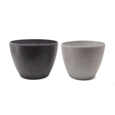 China Eco-friendly Cheap Round Gray Black Sandy Surface Large Garden Flower Pot Planters for sale