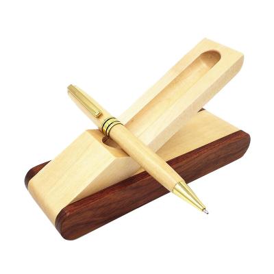 China 2023 Popular Promotional Luxury Bamboo Wooden Single Point Ball Nib The Pen Set Gift For Friend for sale