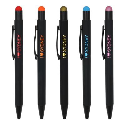 China Click Pen Click Pen With Custom Glossy Colored Engraved Logo Rubber Coated Metal Ballpoint Stylus Pen for sale