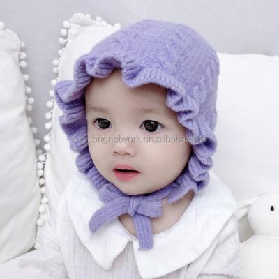 China Lovely COMMON Design Fashion Newborn Knitted Woolen Beanie Hats For Girls And Ear Protector Baby Boys for sale