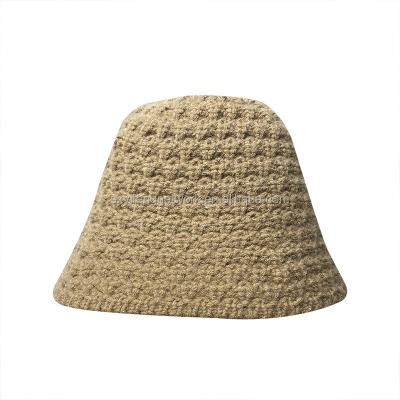 China COMMON Simple Style Knit Chunky Thick Winter Fisherman Hat Warm Bucket Knitted Beanie Hats For Women for sale