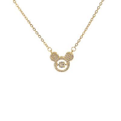 China 2021 cute newest designer Gold Plated Crystal Mickey Mouse Necklace for women jewelry making for sale