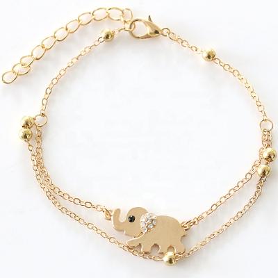 China 2021 cute newest jewelry gold plated elephant anklet chain fashion anklet foot jewelry for women for sale