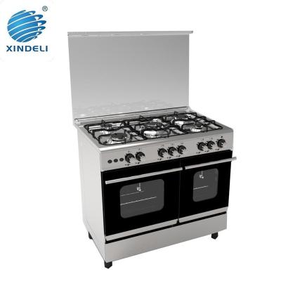 China Eco - Friendly Stainless Steel 5 Burners Free Standing Gas Stove With Double Oven With Grill for sale