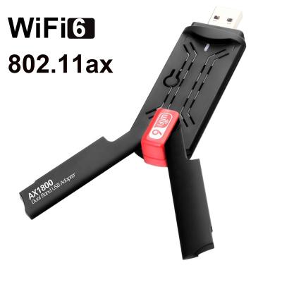 China 2021 new 2.4G and 5G wifi 6 high speed usb wifi 6 adapter 802.ax 1800Mbps dual band desktop usb wifi 6 dongle for sale