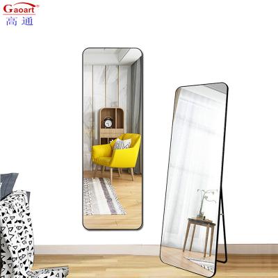 China Contemporary The New Listing Modern Bath Large Oversized Decorative Black Huge Shower Hair Station Silver Glass Sticker Stand Mirror for sale