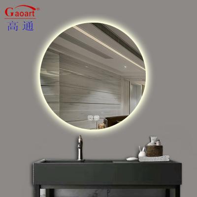 China Illuminated New Arrival Led Bedroom Smart Miroir Light Illuminated Full Length Fogless Shower Wall Hanging Round Bathroom Mirror for sale