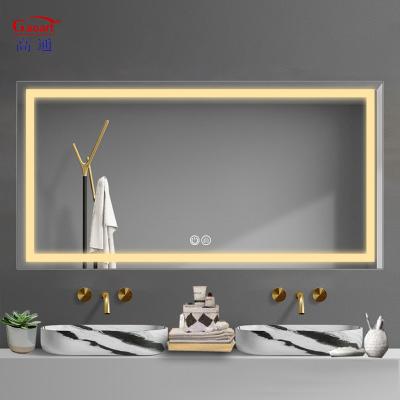 China Illuminated Top Fashion Smart Fitness Bath Salon Bathroom Hotel Large Vanity Full Length Sticker Wall Mirror With Led Light for sale