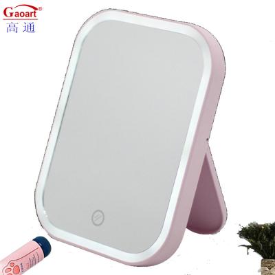 China Fashion Wholesale Small Compact Make Up Make-Up Cute Lady Dressing Girl Portable Makeup Vanity Mirror With Light for sale