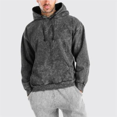 China 2021 Custom Premium Anti-Wrinkle OEM Winter Gray Lightweight Blank Oversized Stone Wash Vintage Hoodie Acid White for sale